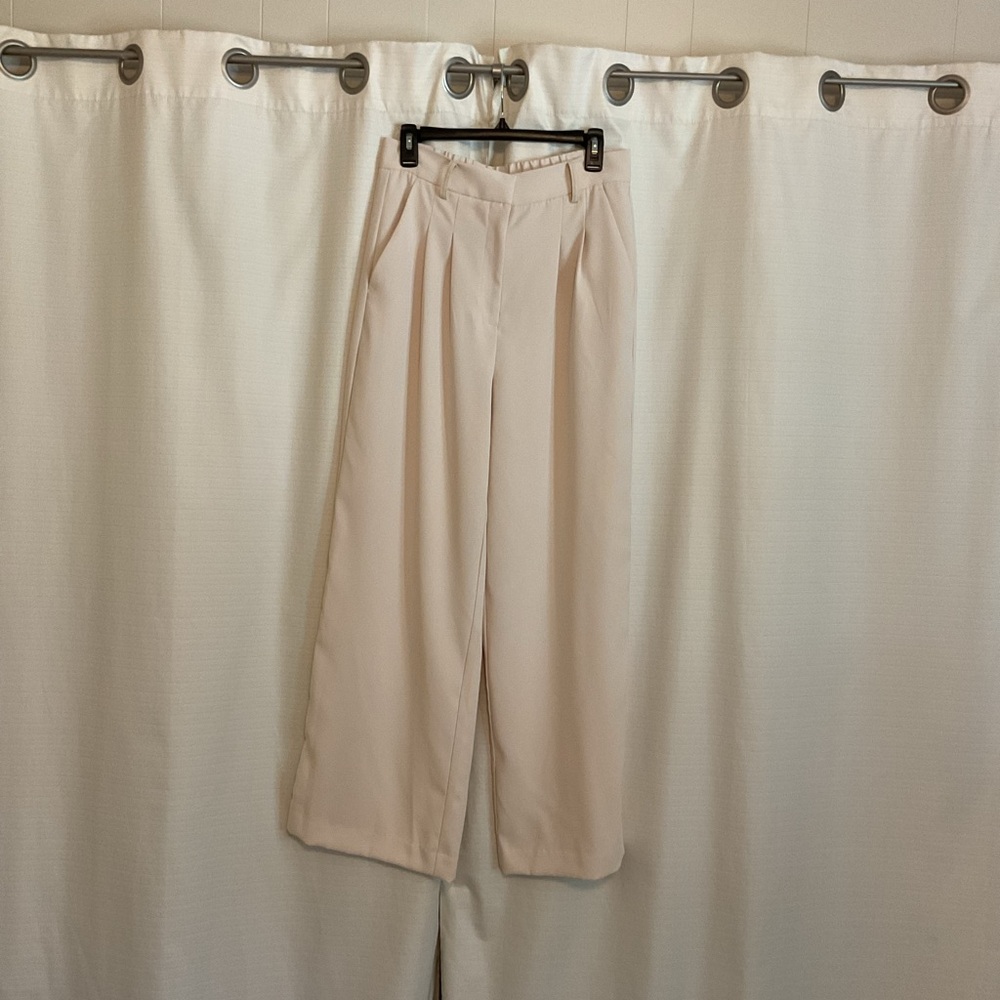 Elegant Cream Wide-Leg Trousers